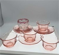 Misc pink depression glassware etc. lot