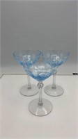 Fostoria blue Versailles champagne glasses