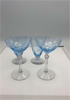 4pc Fostoria blue Versailles glasses