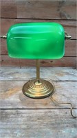 Green glass shade desk lamp