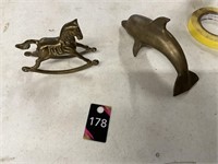 Brass rocking horse and Dolphin