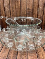 Candlewick glass punch bowl set glass ladle