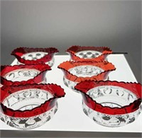 6 Ruby king crown berry bowls