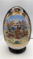 10" Limoges gold pheasant porcelain egg