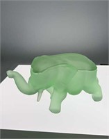 8" tiara jade glass elephant candy dish