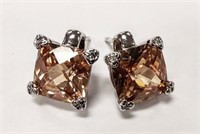 VERY NICE CITRINE STERLING SILVER EARRINGS