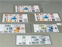 Euro currency specimens-5- 500 euro notes