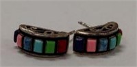 Rainbow Sterling SIlver Vintage Earrings