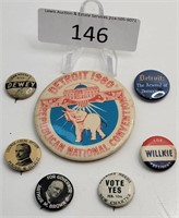 Mixed Lot Large & Small Political Pinback Buttons