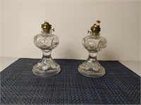 2 Vintage Pressed Glass Alcohol Lamps