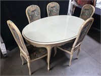 Vintage oval dining table with 6 chairs 1 arm