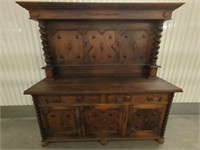 Antique carved wooden sideboard with original
