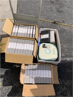 Movie production tapes and 16mm film reels (box