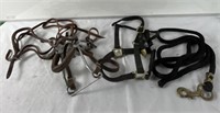 Leather horse bridle, lead rope and halter