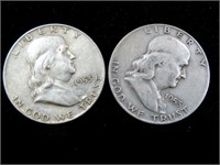 (2) 1953-D FRANKLIN SILVER HALF DOLLARS