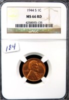 1944-S LINCOLN CENT - NGC GRADED: MS66RD