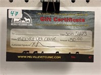 Melville Vet Clinic $50 Gift Certificate