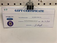 Future Ford Gas Engine Oil Change Gift Certificate