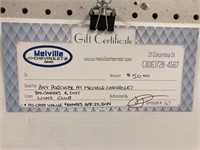 Melville GMC $50 Gift Certificate