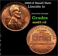 1960-d Small Date Lincoln Cent 1c Grades GEM Unc R