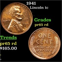 Proof 1941 Lincoln Cent 1c Grades Gem Proof Red
