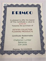 Primco Flooring $250 Certificate