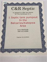 1 Septic Tank Pump Out Certificate
