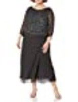 J Kara Women's Petite Long Beaded Dress with Cowl