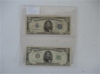 5 DOLLAR SILVER CERTIFICATE & BILL-1934 A & 1950 C