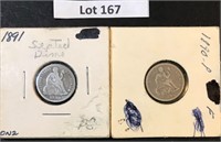 (2) Seated Dimes