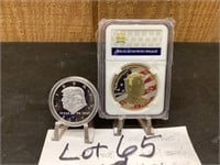 2017 Silver Donald Trump Coin/ Gold American Flag