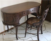 Antique English Kidney Shaped Desk & Chair
