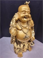 24" h Heavy Resin  Gold Tone Buddha Statue