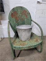 Primitive Lawn & Garden Chair & Gal. Bucket