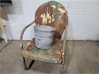 Primitive Lawn & Garden Chair & Gal. Bucket