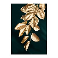 Modern Golden Plant Leaves Canvas Painting