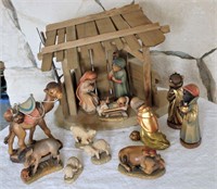ANRI Nativity Set House 13" Tall 14" Long