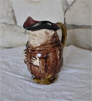 Antique French Painted Barbotine Monk Pitcher