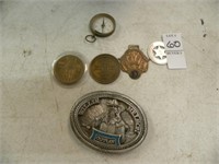 TOKENS AND BELT BUCKLE AND OTHER