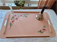 VINTAGE BED TRAY, BELL AND VASE