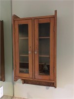 WALL MOUNT WOOD AND GLASS CABINET
