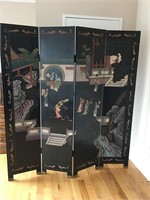 4 PANEL BLACK LAQUER AND MOTHER OF PEARL DIVIDER