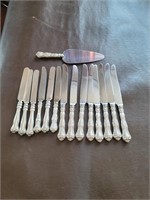 STERLING SILVER KNIVES AND SERVER