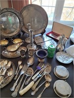 LARGE LOT OF VINTAGE SILVER PLATE