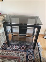 GLASS AND METAL SIDE TABLE