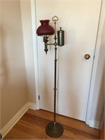 LATE 1800S FLOOR LAMP WITH CRANBERRY SHADE