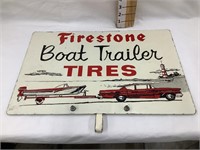 Firestone Boat Trailer Tires 2 Sided Steel Sign,