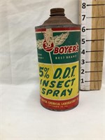 Boyer’s DDT Insect Spray Can, Tin w/ Paper Label,