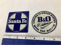 Santa Fe and B&O Railroad Metal Tags