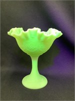 Fenton 6 1/2”T Compote w/ Design, Glows